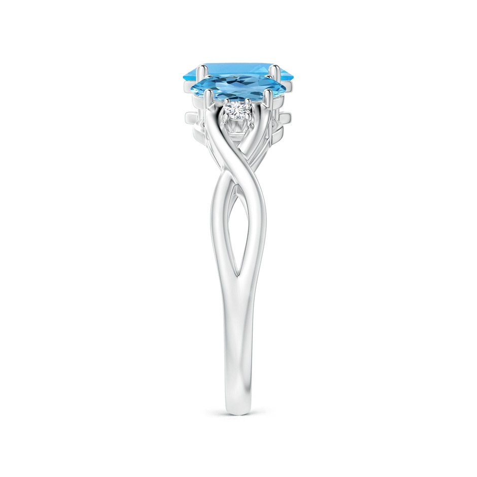 7x5mm AA Oval Swiss Blue Topaz Three Stone Criss-Cross Ring in White Gold side-2