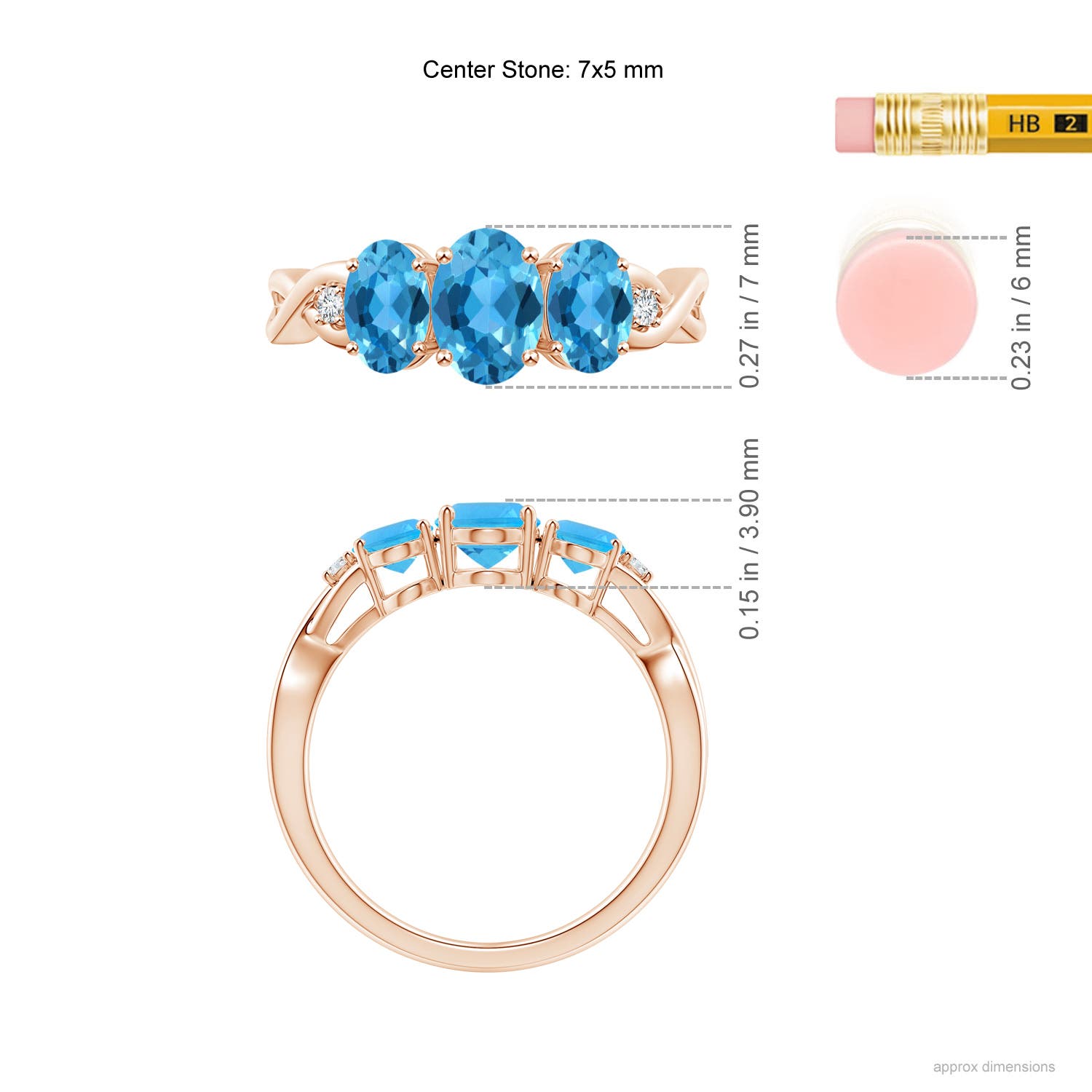 AAA - Swiss Blue Topaz / 2.07 CT / 14 KT Rose Gold