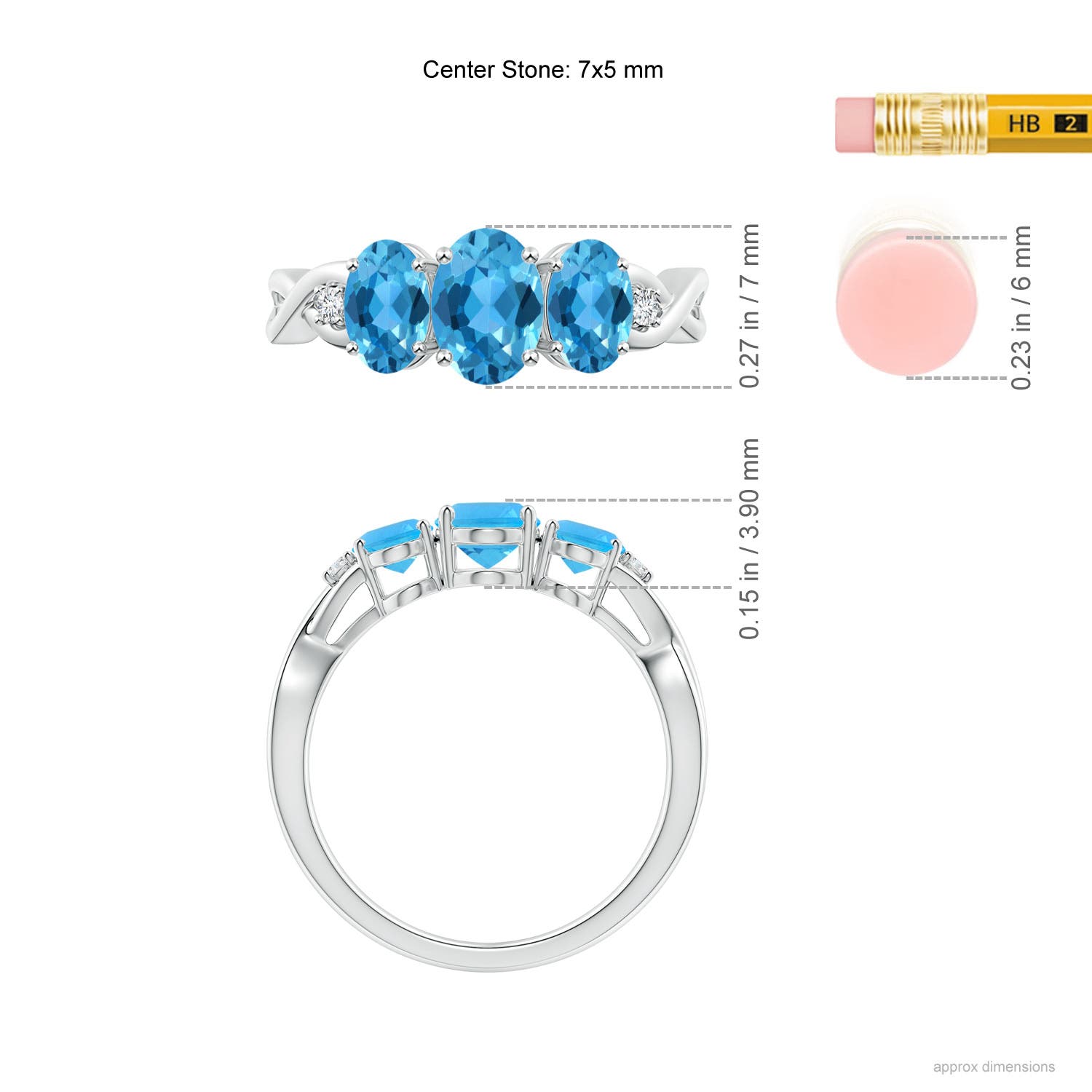 AAA - Swiss Blue Topaz / 2.07 CT / 14 KT White Gold