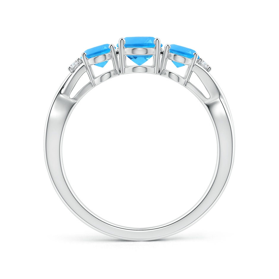 7x5mm AAAA Oval Swiss Blue Topaz Three Stone Criss-Cross Ring in 10K White Gold side-1