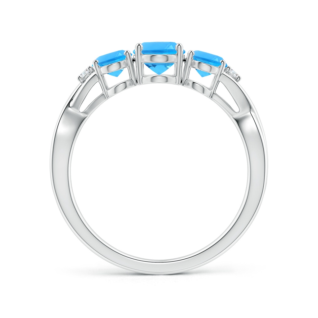 7x5mm AAAA Oval Swiss Blue Topaz Three Stone Criss-Cross Ring in White Gold - side_1