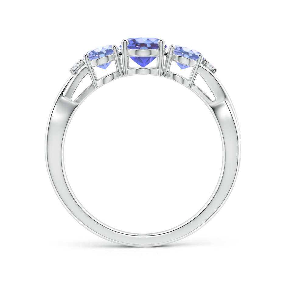 7x5mm A Oval Tanzanite Three Stone Criss-Cross Ring in White Gold side-1