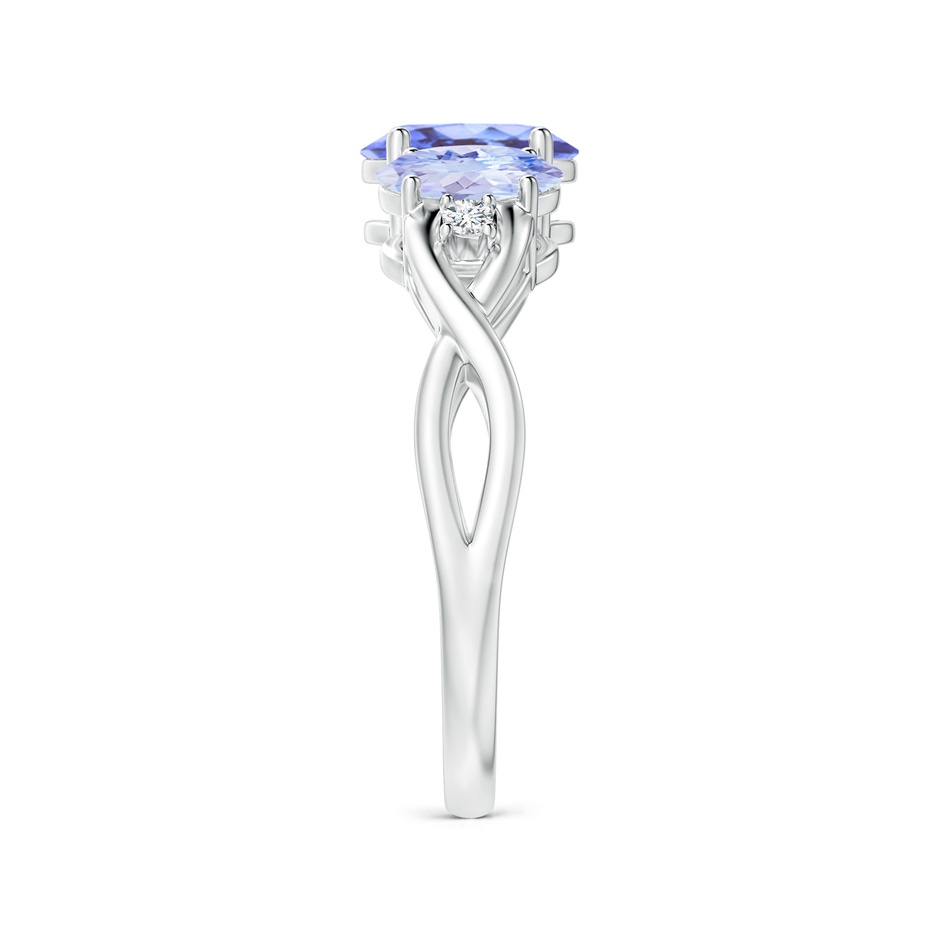 7x5mm A Oval Tanzanite Three Stone Criss-Cross Ring in White Gold side-2