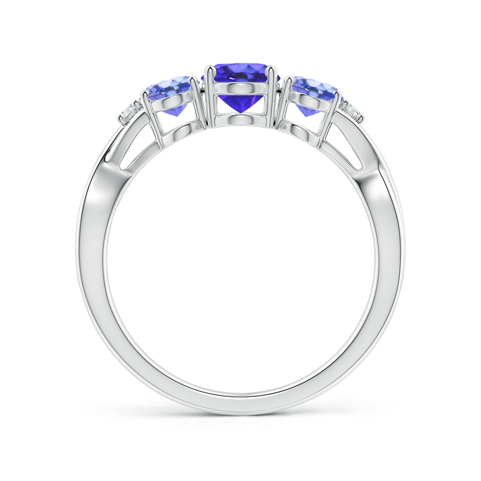7x5mm AA Oval Tanzanite Three Stone Criss-Cross Ring in White Gold side-1