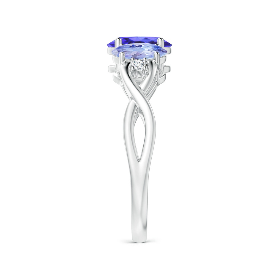 7x5mm AA Oval Tanzanite Three Stone Criss-Cross Ring in White Gold side-2