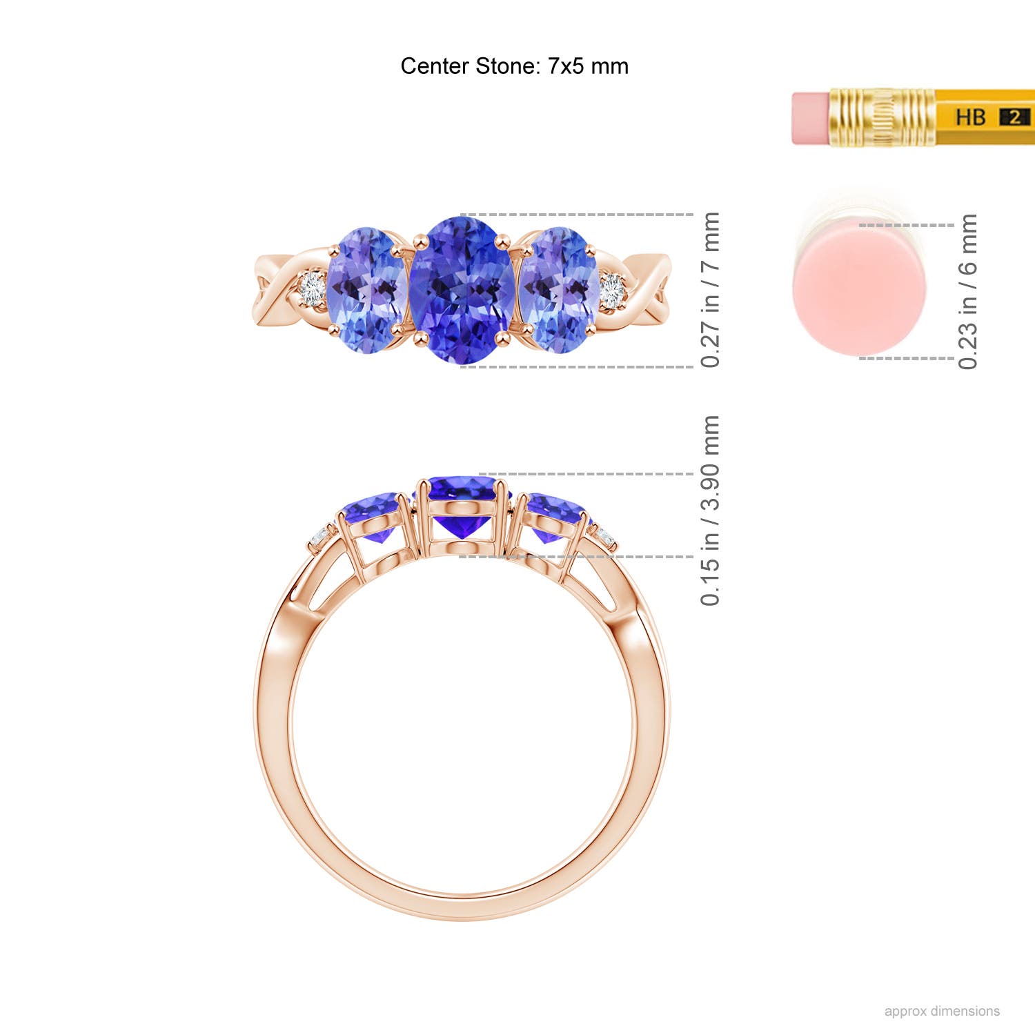 AAA - Tanzanite / 1.74 CT / 14 KT Rose Gold