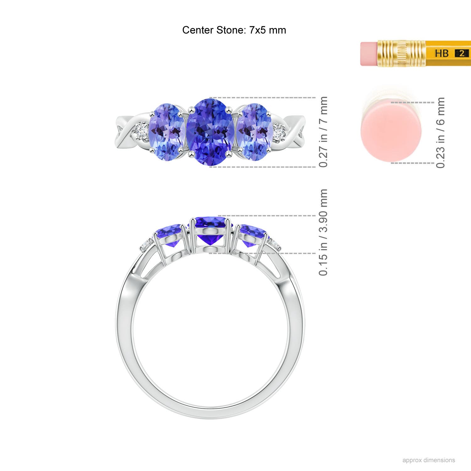 AAA - Tanzanite / 1.74 CT / 14 KT White Gold