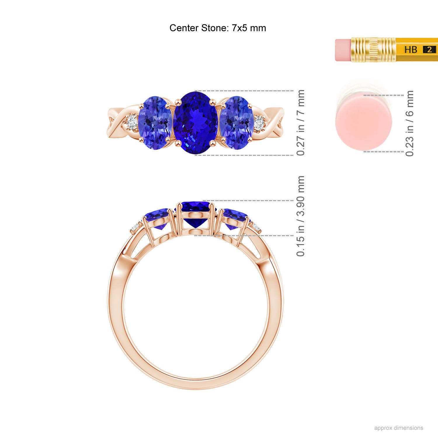 AAAA - Tanzanite / 1.74 CT / 14 KT Rose Gold