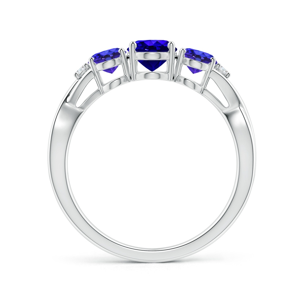 7x5mm AAAA Oval Tanzanite Three Stone Criss-Cross Ring in White Gold Side-1
