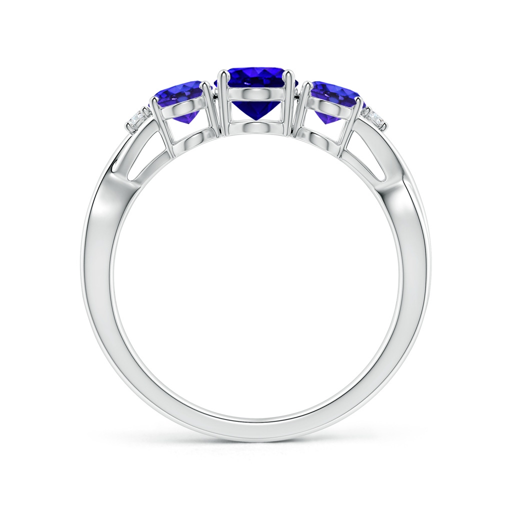 7x5mm AAAA Oval Tanzanite Three Stone Criss-Cross Ring in White Gold - side_1