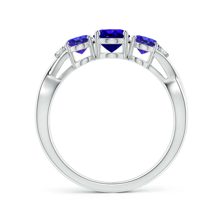 7x5mm AAAA Oval Tanzanite Three Stone Criss-Cross Ring in White Gold side-1