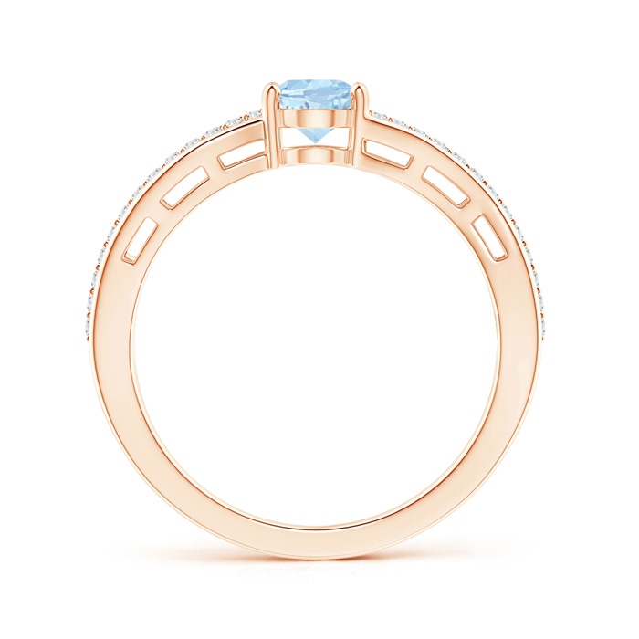 7x5mm AA Solitaire Oval Aquamarine Bypass Ring with Diamond Accents in Rose Gold side-1