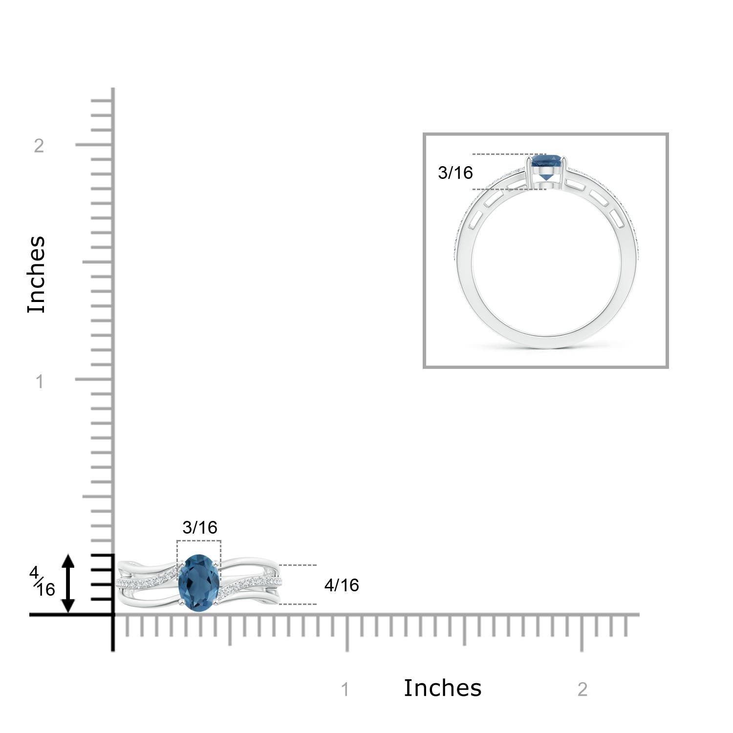 A - London Blue Topaz / 1.08 CT / 14 KT White Gold