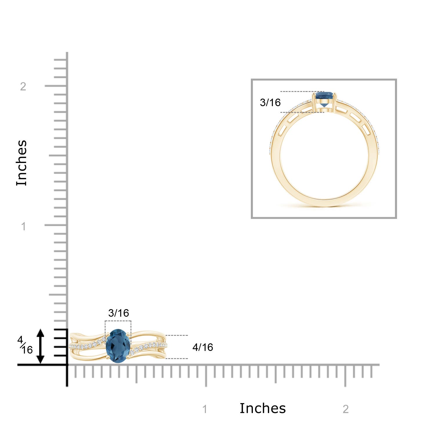 A - London Blue Topaz / 1.08 CT / 14 KT Yellow Gold