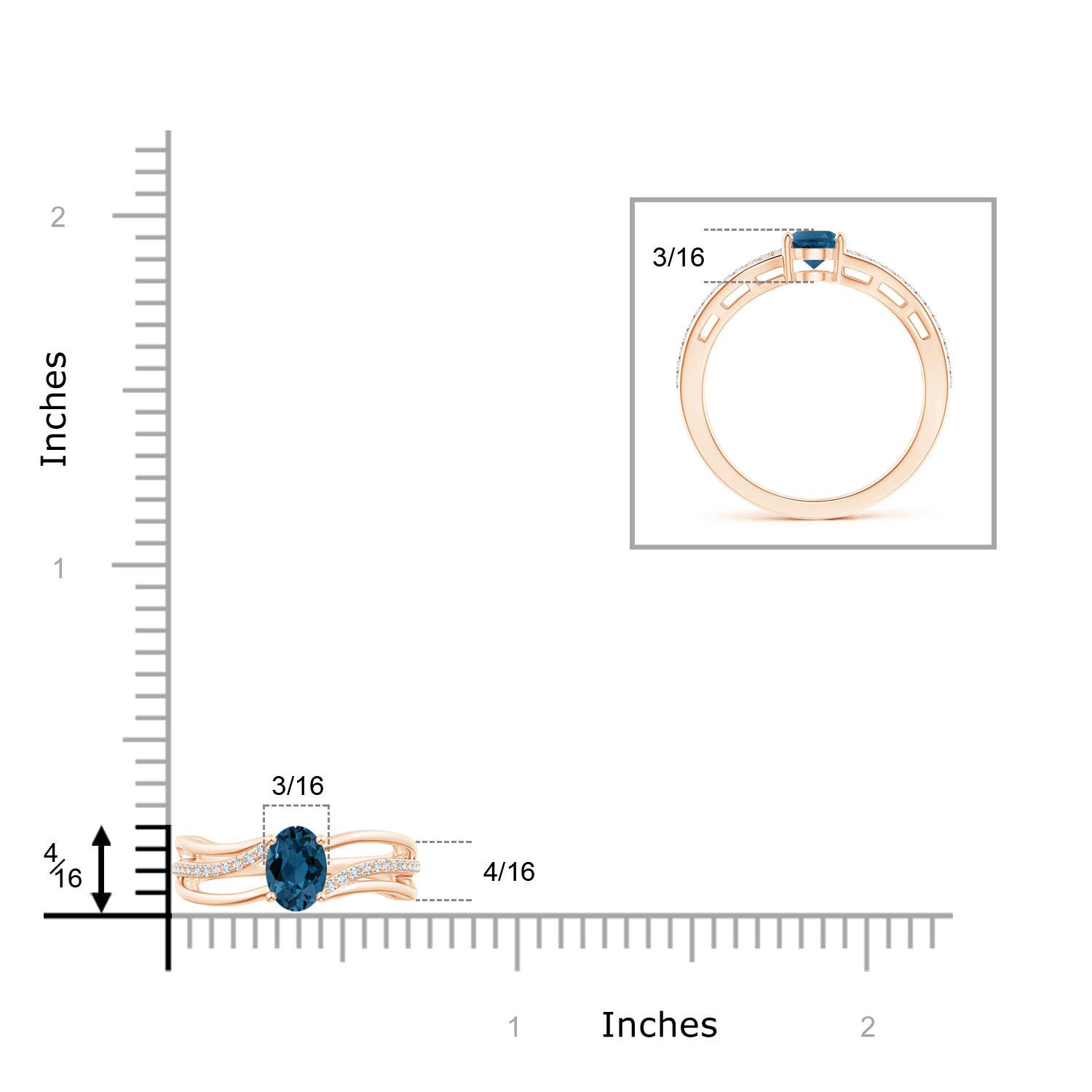 AAA - London Blue Topaz / 1.08 CT / 14 KT Rose Gold