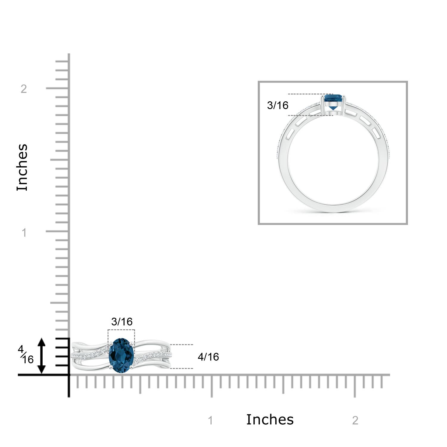 AAA - London Blue Topaz / 1.08 CT / 14 KT White Gold