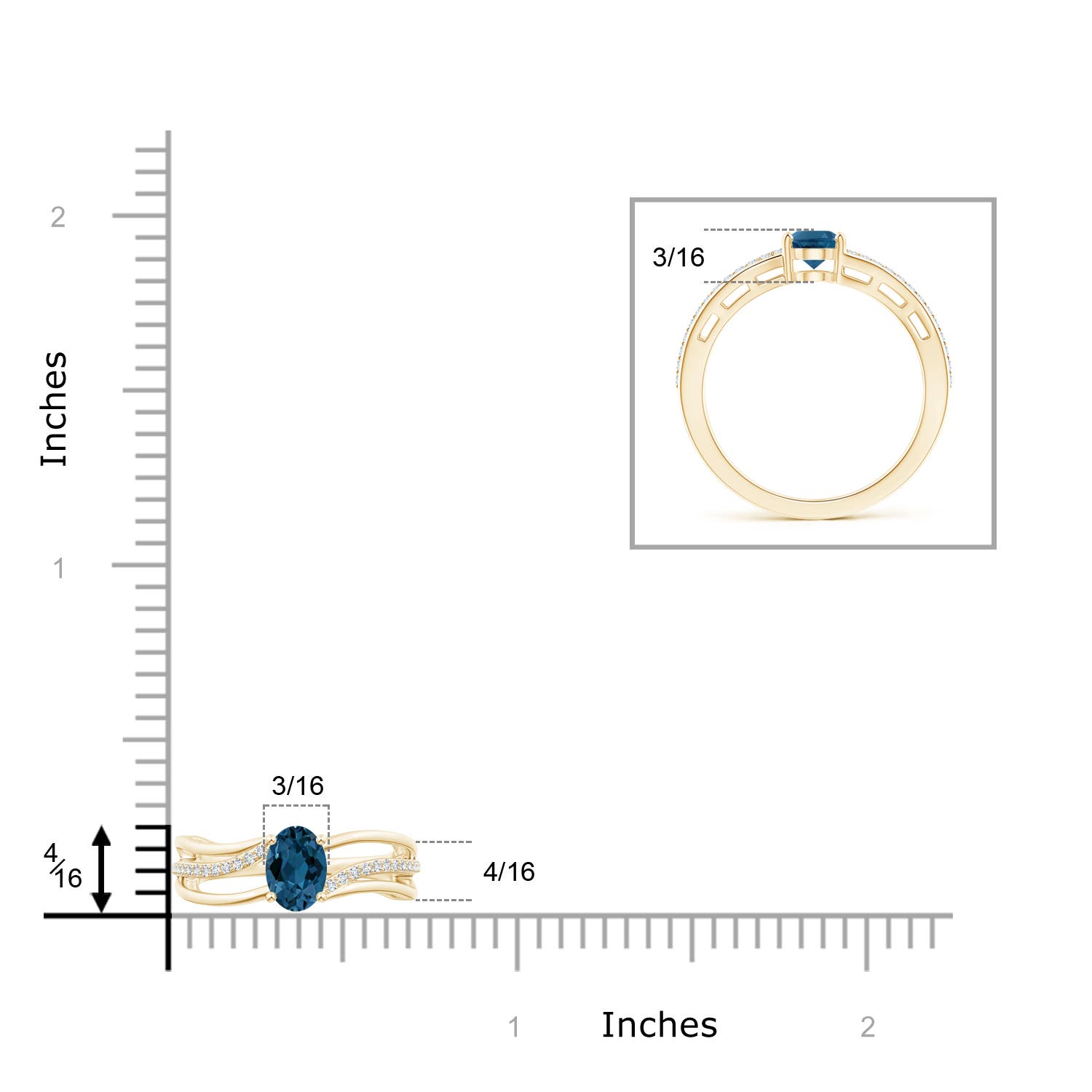 AAA - London Blue Topaz / 1.08 CT / 14 KT Yellow Gold