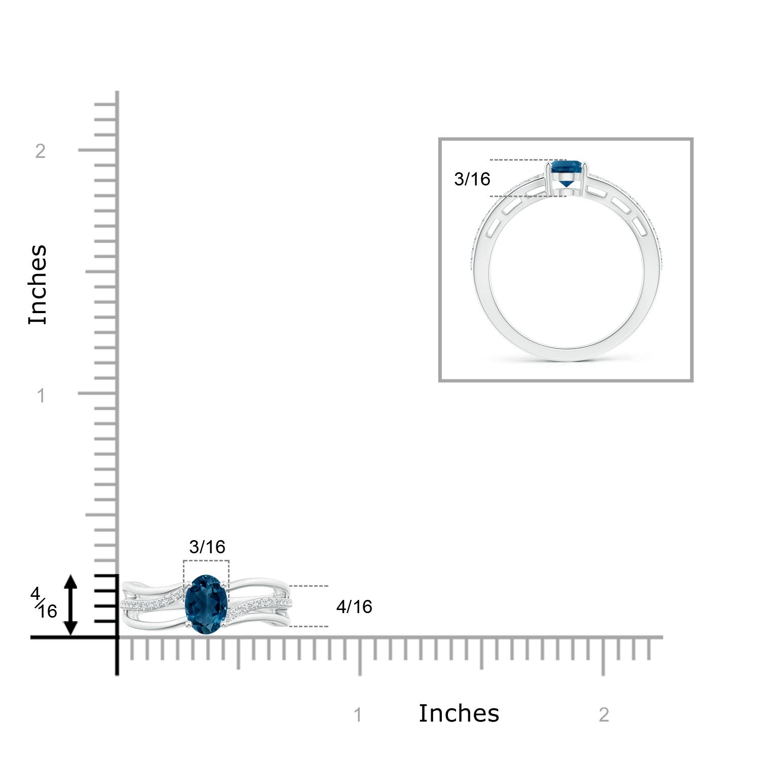 AAAA - London Blue Topaz / 1.08 CT / 14 KT White Gold