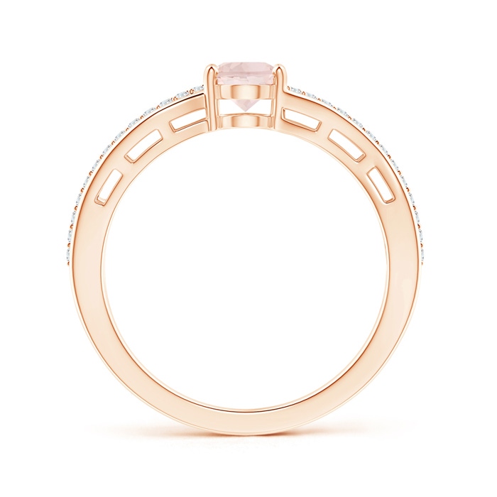 7x5mm A Solitaire Oval Morganite Bypass Ring with Diamond Accents in Rose Gold side-1