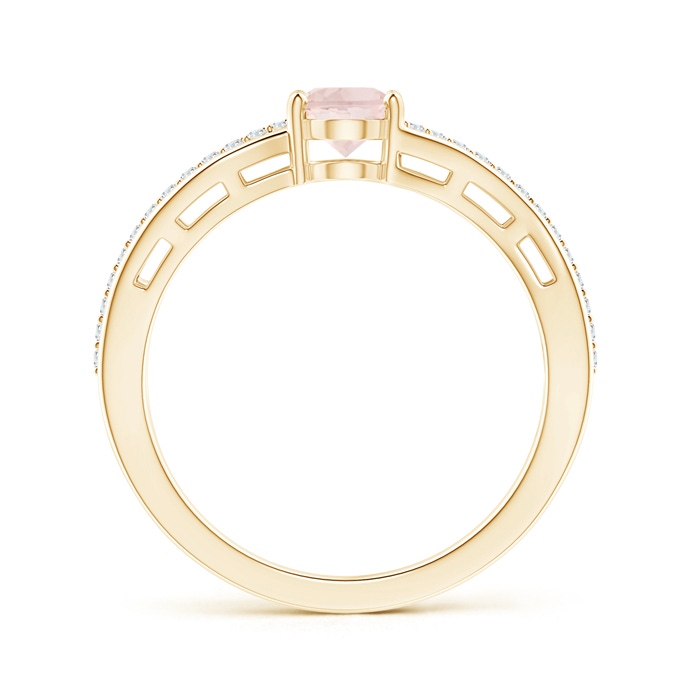 7x5mm A Solitaire Oval Morganite Bypass Ring with Diamond Accents in Yellow Gold side-1