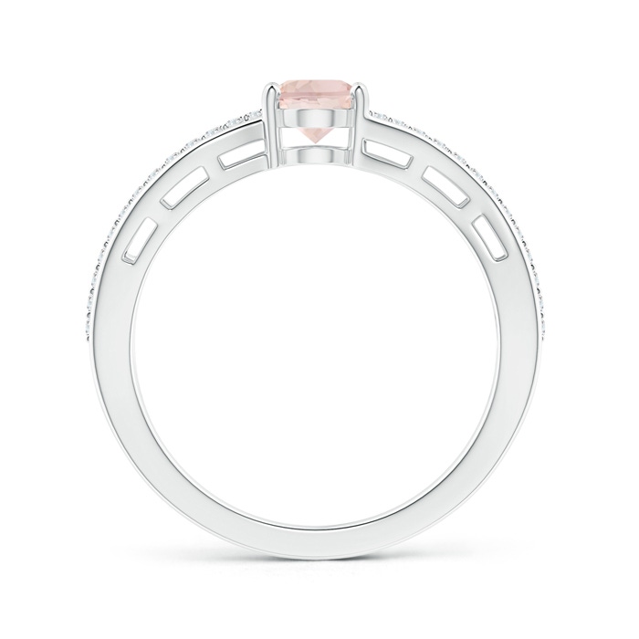 7x5mm AA Solitaire Oval Morganite Bypass Ring with Diamond Accents in White Gold side-1