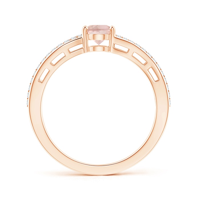 7x5mm AAA Solitaire Oval Morganite Bypass Ring with Diamond Accents in 10K Rose Gold product image