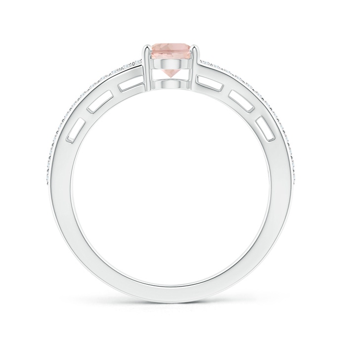 7x5mm AAA Solitaire Oval Morganite Bypass Ring with Diamond Accents in White Gold side-1