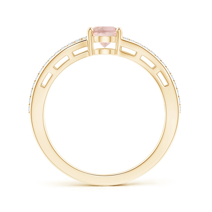 7x5mm AAA Solitaire Oval Morganite Bypass Ring with Diamond Accents in Yellow Gold side-1
