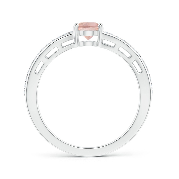 7x5mm AAAA Solitaire Oval Morganite Bypass Ring with Diamond Accents in White Gold side-1