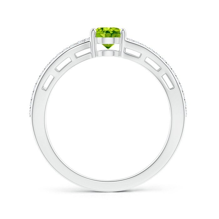 7x5mm AAA Solitaire Oval Peridot Bypass Ring with Diamond Accents in White Gold product image