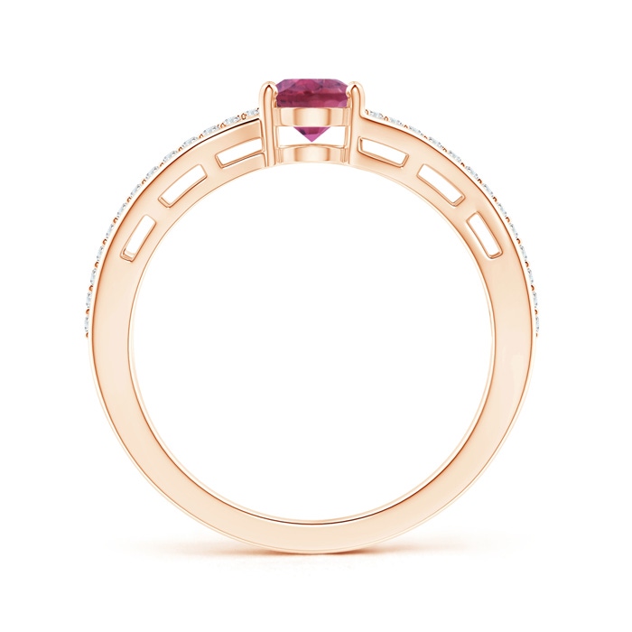 7x5mm AAA Solitaire Oval Pink Tourmaline Bypass Ring with Diamonds in Rose Gold Product Image