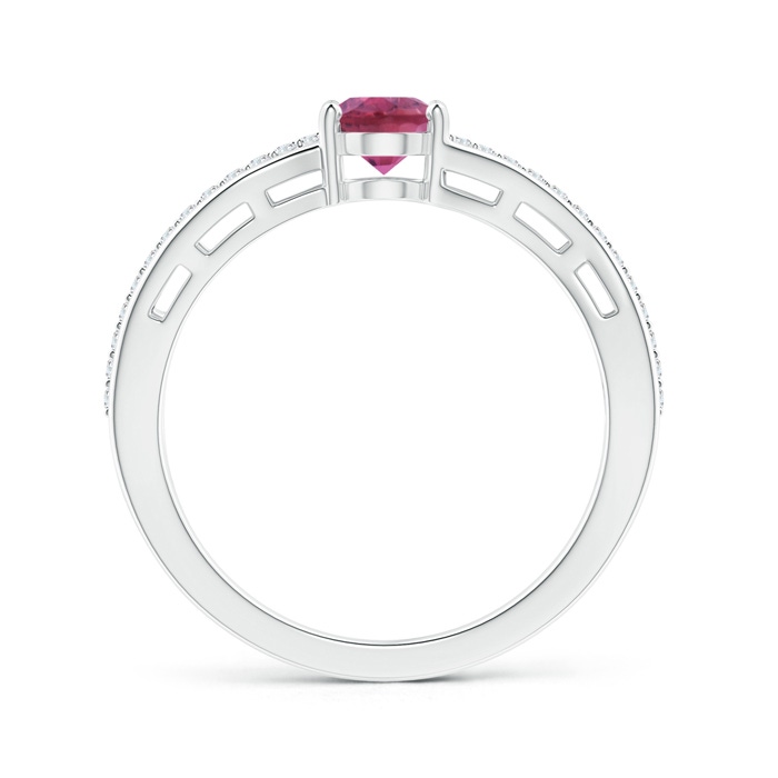 7x5mm AAA Solitaire Oval Pink Tourmaline Bypass Ring with Diamonds in White Gold Product Image
