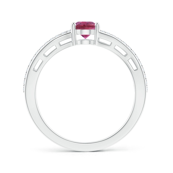 7x5mm AAA Solitaire Oval Pink Tourmaline Bypass Ring with Diamonds in White Gold product image