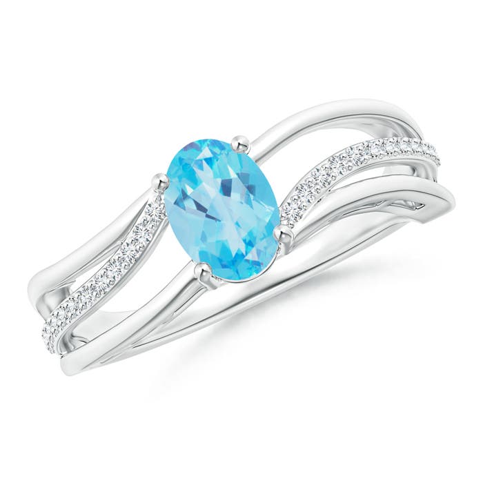 AA - Swiss Blue Topaz / 1.08 CT / 14 KT White Gold