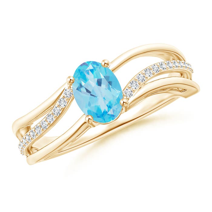 AA - Swiss Blue Topaz / 1.08 CT / 14 KT Yellow Gold