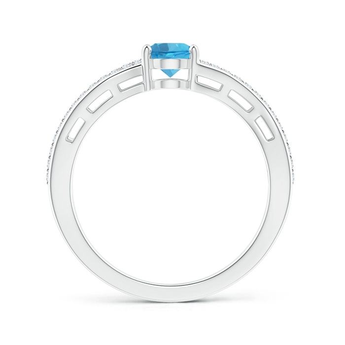 7x5mm AAA Solitaire Oval Swiss Blue Topaz Bypass Ring with Diamonds in White Gold product image