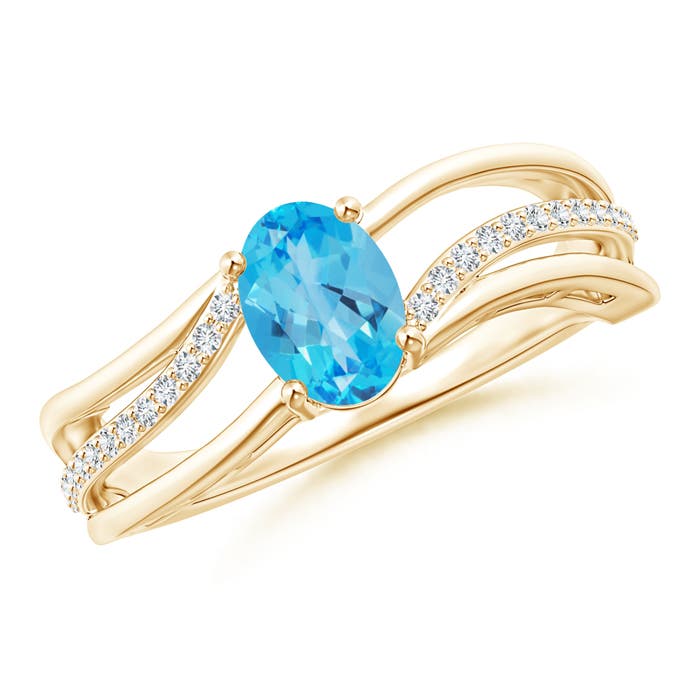 AAA - Swiss Blue Topaz / 1.08 CT / 14 KT Yellow Gold