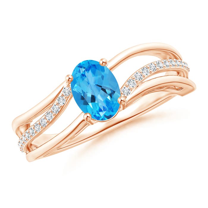 AAAA - Swiss Blue Topaz / 1.08 CT / 14 KT Rose Gold