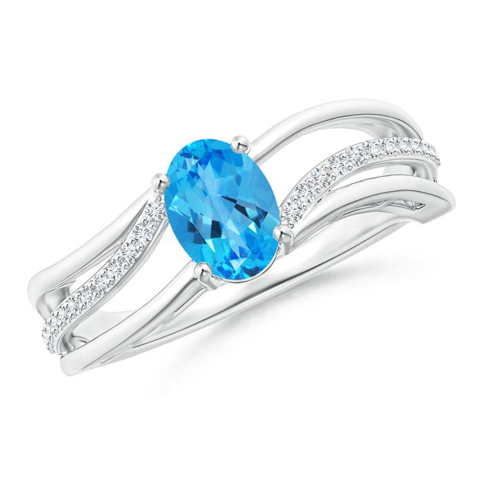 AAAA - Swiss Blue Topaz / 1.08 CT / 14 KT White Gold