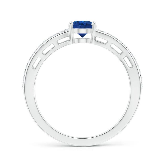 AAA - Blue Sapphire / 0.98 CT / 14 KT White Gold