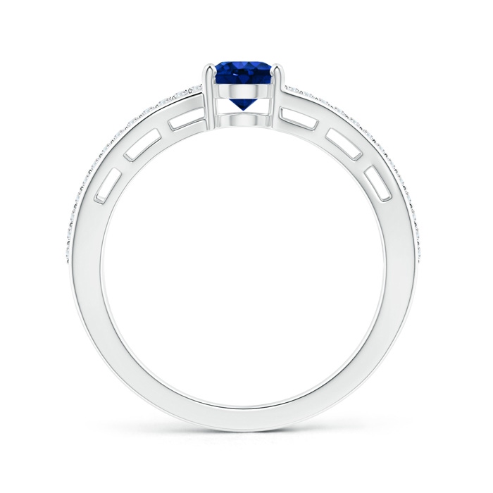 7x5mm Lab-Grown Solitaire Oval Sapphire Bypass Ring with Diamond Accents in White Gold side-1