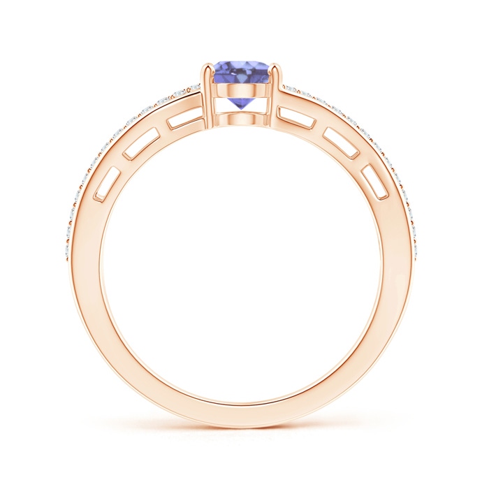 7x5mm A Solitaire Oval Tanzanite Bypass Ring with Diamond Accents in Rose Gold side-1