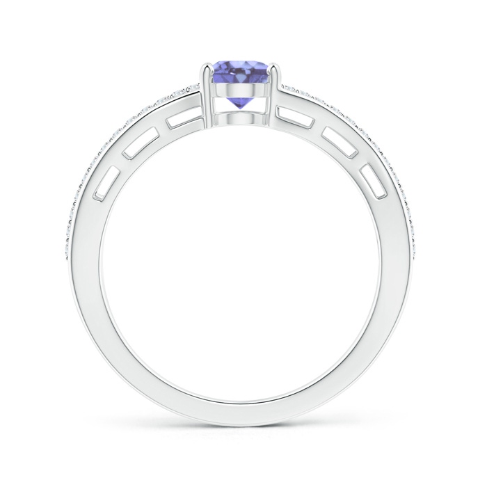 7x5mm A Solitaire Oval Tanzanite Bypass Ring with Diamond Accents in White Gold side-1