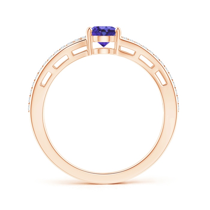 7x5mm AA Solitaire Oval Tanzanite Bypass Ring with Diamond Accents in Rose Gold side-1