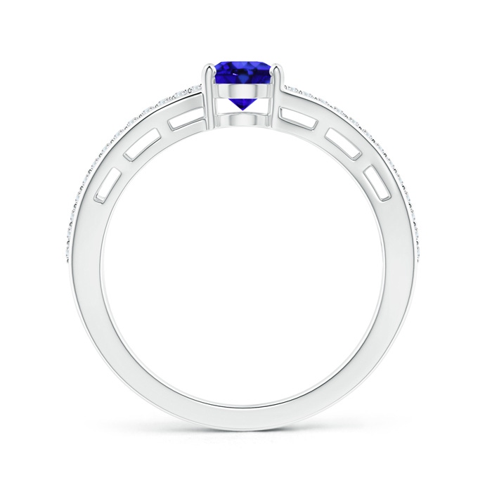 7x5mm AAA Solitaire Oval Tanzanite Bypass Ring with Diamond Accents in White Gold side-1