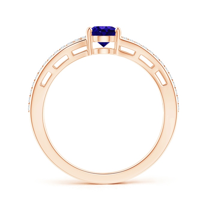 7x5mm AAAA Solitaire Oval Tanzanite Bypass Ring with Diamond Accents in Rose Gold side-1