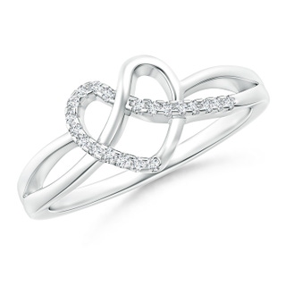 1mm GVS2 Pavé-Set Diamond Knotted Heart Ring in P950 Platinum