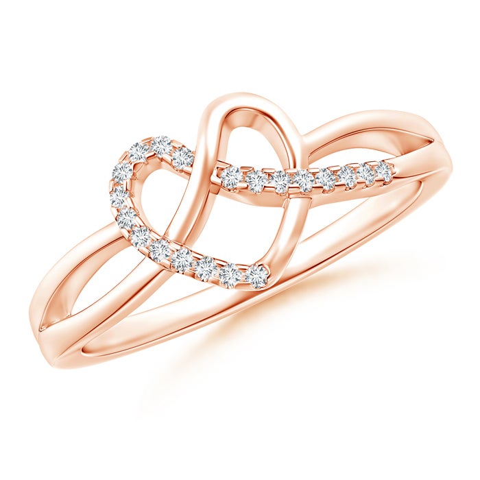 Pave-Set Natural Diamond Knotted Heart Ring