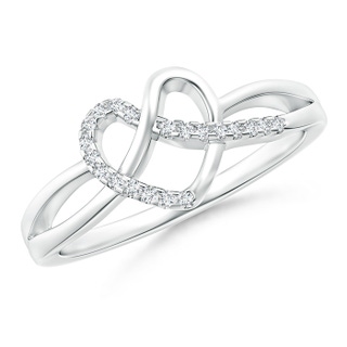 1mm GVS2 Pavé-Set Diamond Knotted Heart Ring in White Gold