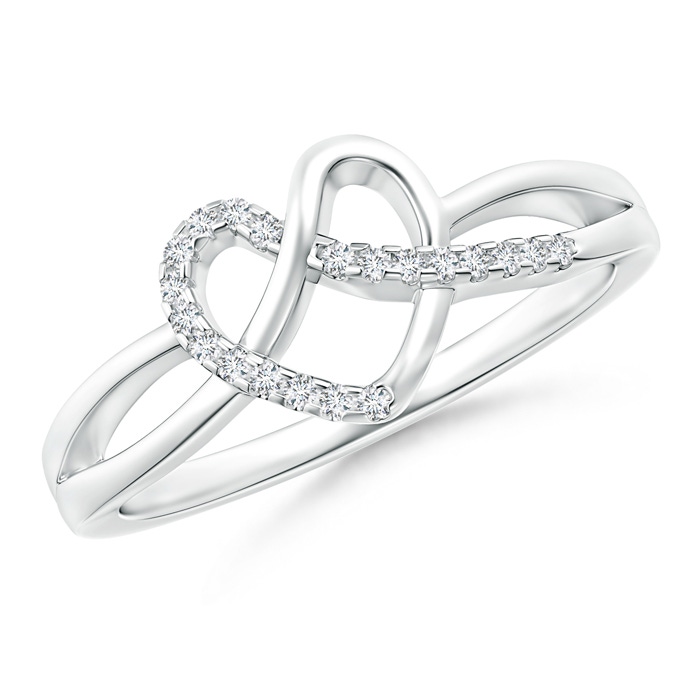 1mm GVS2 Pavé-Set Diamond Knotted Heart Ring in White Gold 